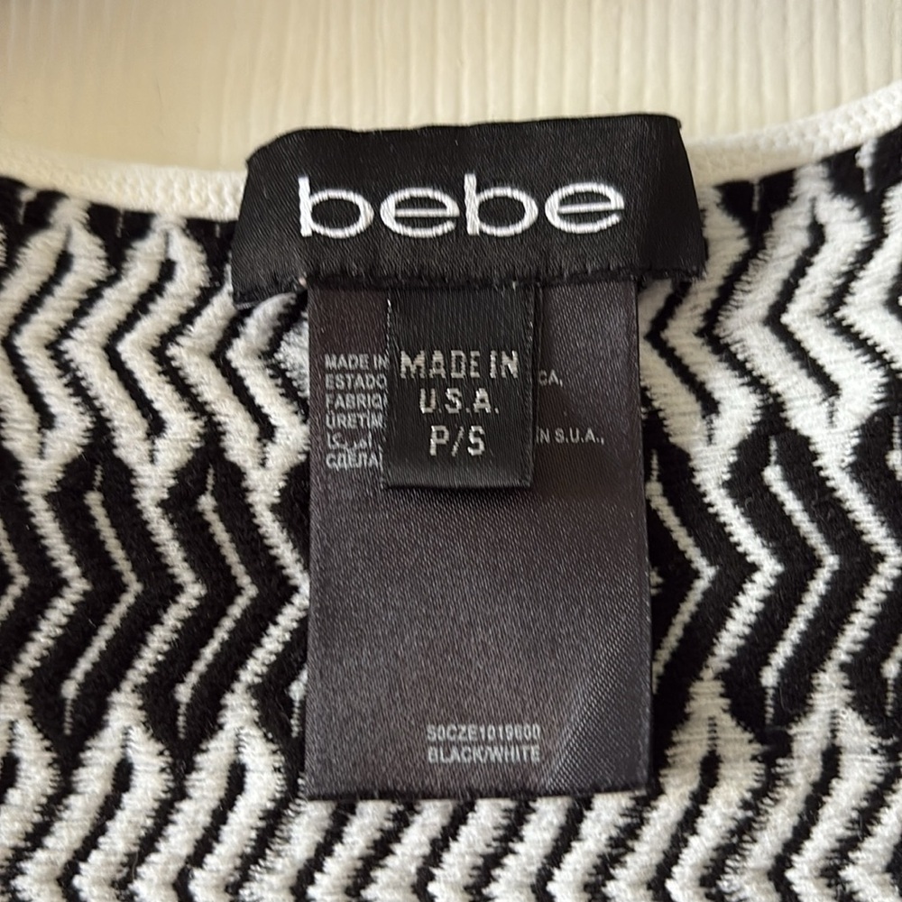 Bebe EUC Black and White BodyCon dress size P/S - Picture 3 of 5